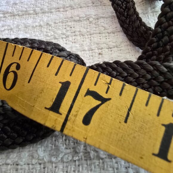 Vintage Deep Olive Woven Nylon Belt with Etched Bead Ties - Picture 5 of 7